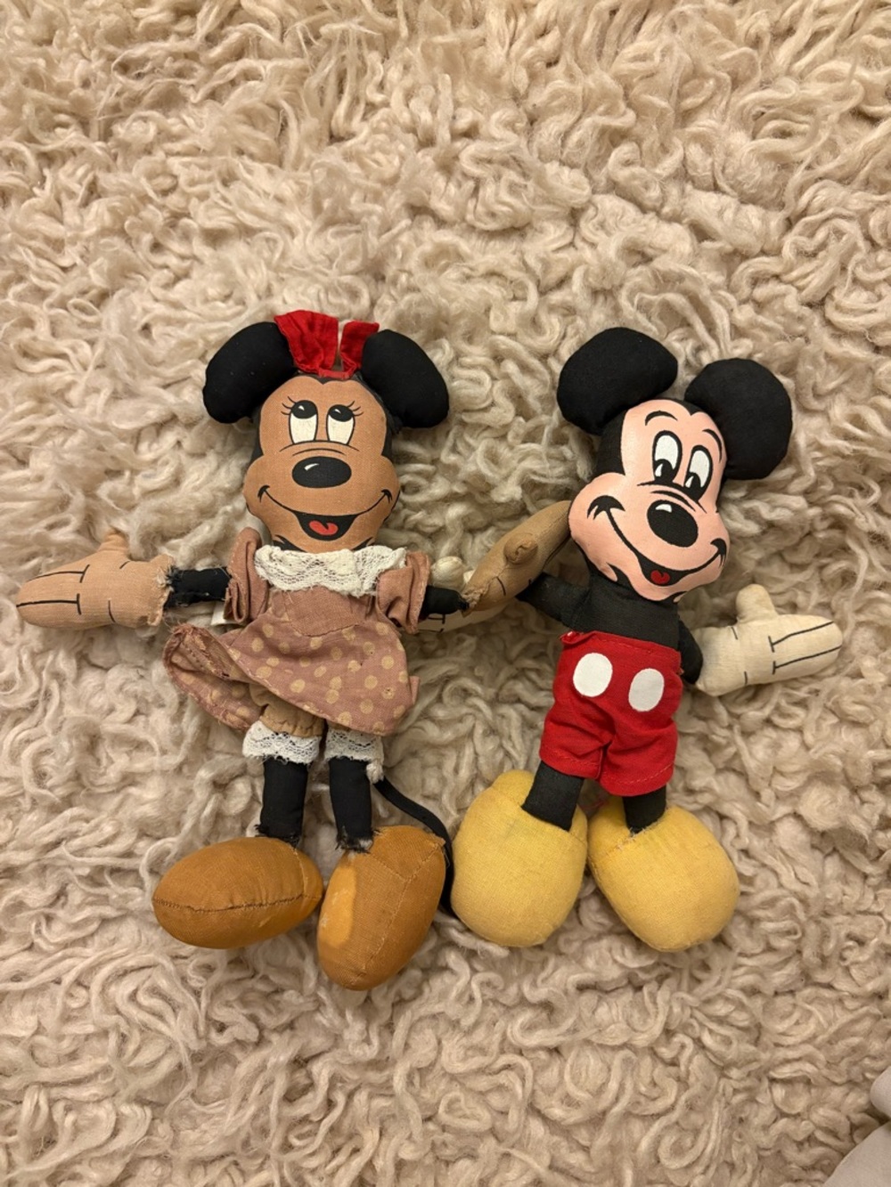 Vintage Mickey and Minnie Mouse 8" Cloth Plush